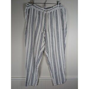 Faded Glory Womens' White Linen Blend Pull-On Ankle Pants - Size Large